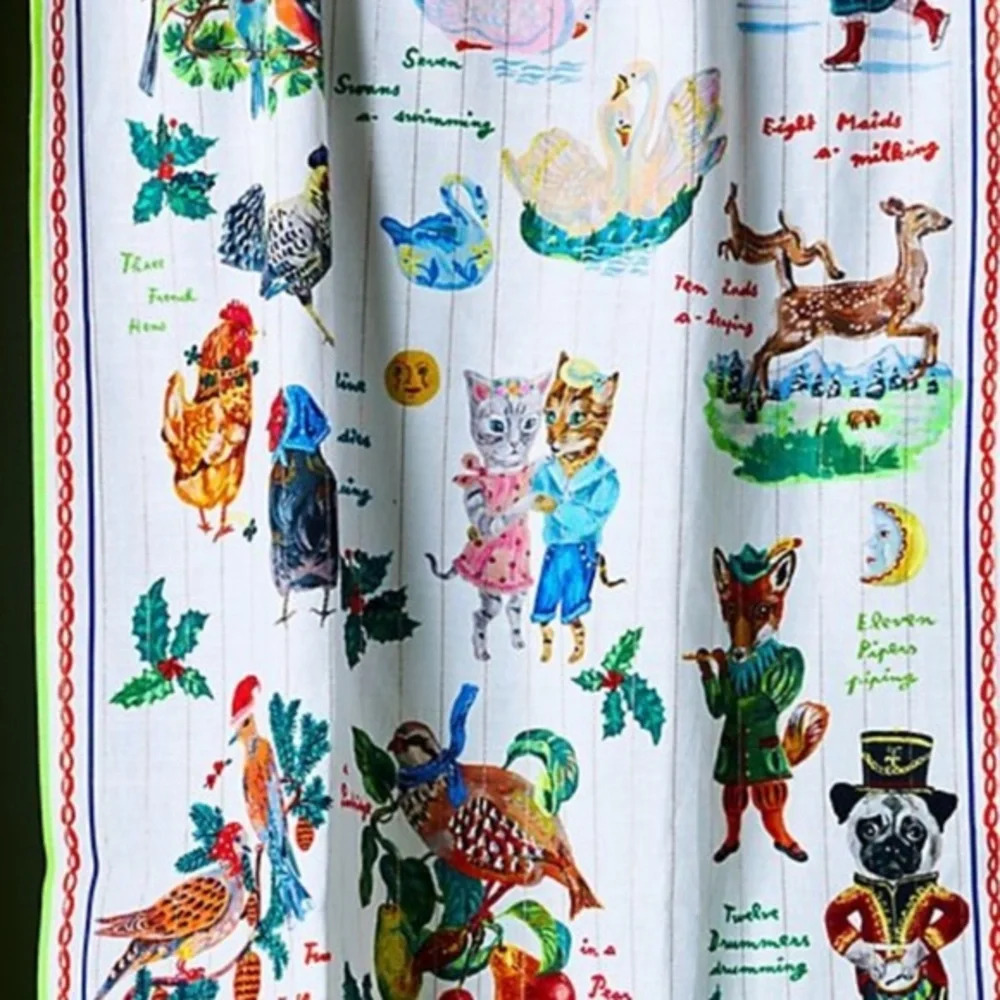 Anthropologie Nathalie Lete  12 Days of Christmas Dish Towel - Picture 2 of 2